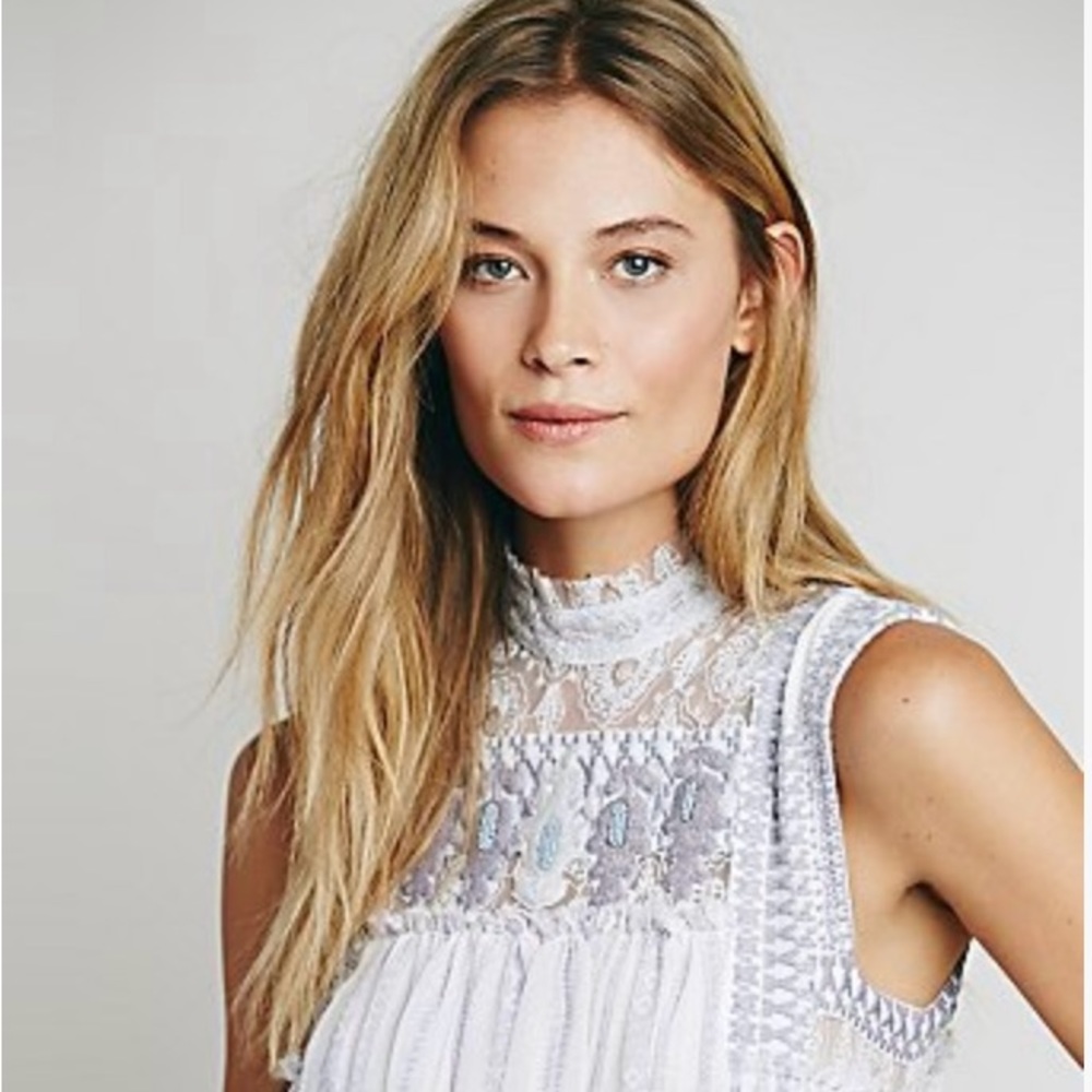 NWT FREE PROPLE BABYLON DRESS IN IVORY COMBO, SIZE L